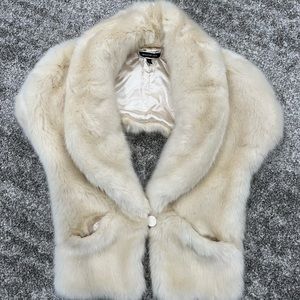 Faux fur shawl/stole - beige/cream - size small